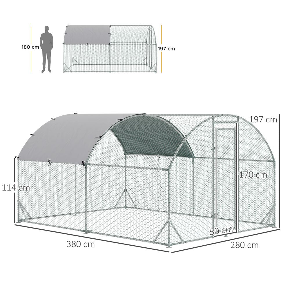 PawHut Walk-In Chicken Run | 2.8 x 3.8 x 2m - product image 4 - Wellbeing Pets