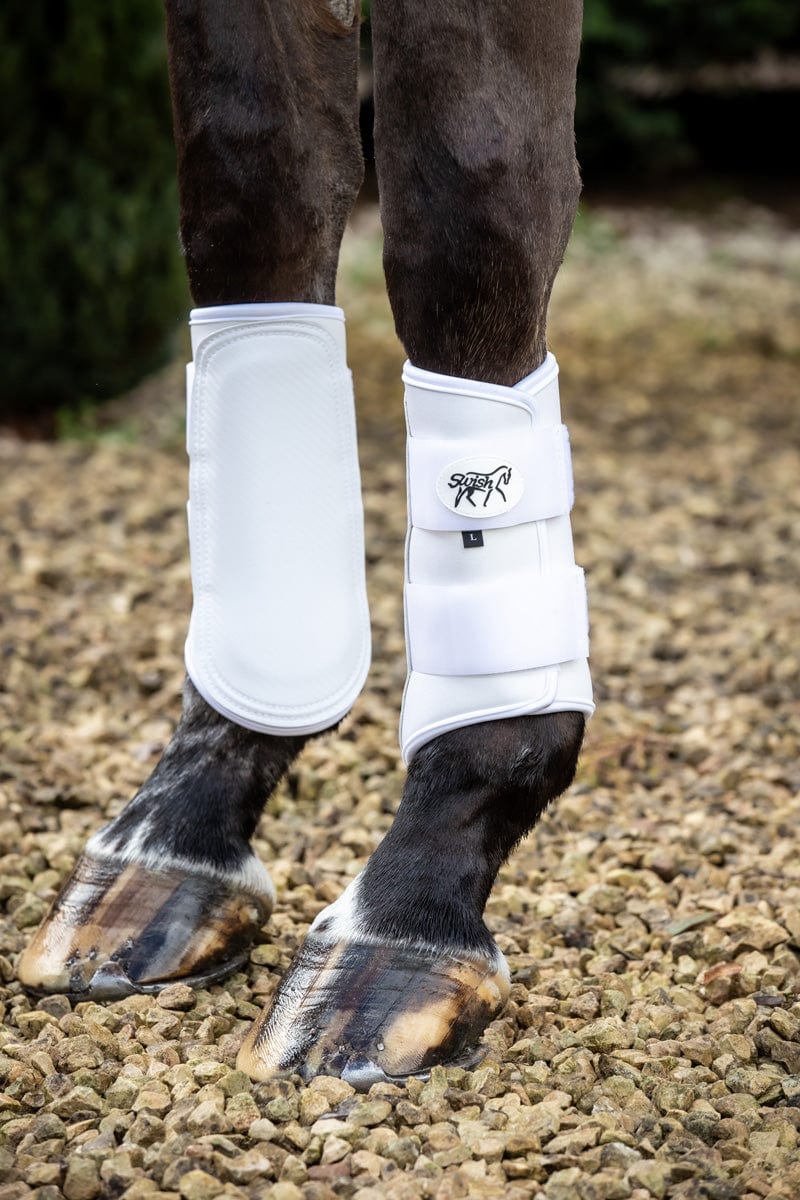 Double Locking Brushing Boots - White - Wellbeing Pets
