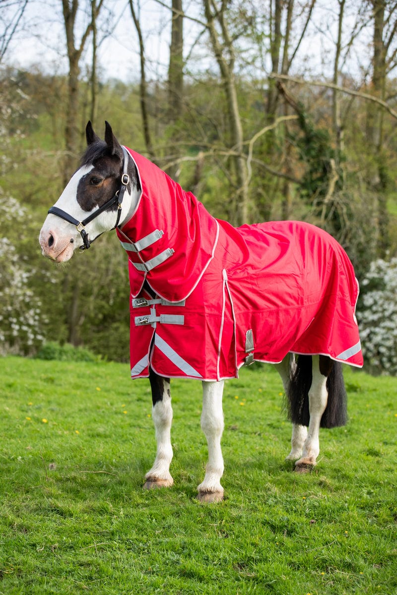WIDE FIT 100g Detachable Neck Turnout Rug - Red - image 2 - Wellbeing Pets